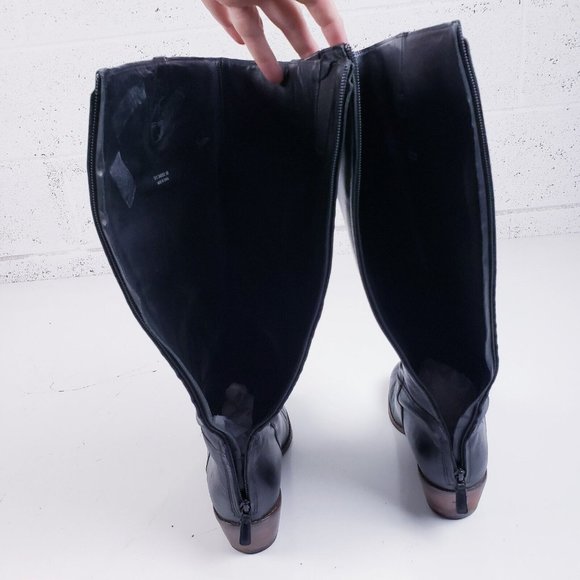 Cole Haan Women's Size 9 Wesley Black Leather Tall Riding Boots Low Heel Zip - Picture 5 of 11